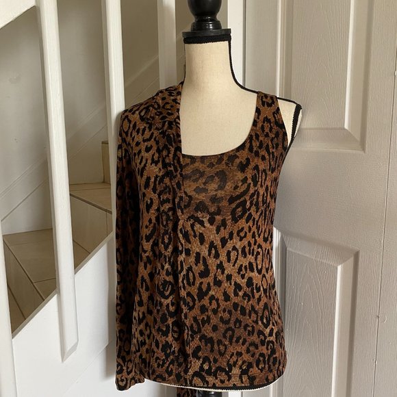 Chico's Travelers Two Piece Animal Print Jacket - Picture 4 of 7